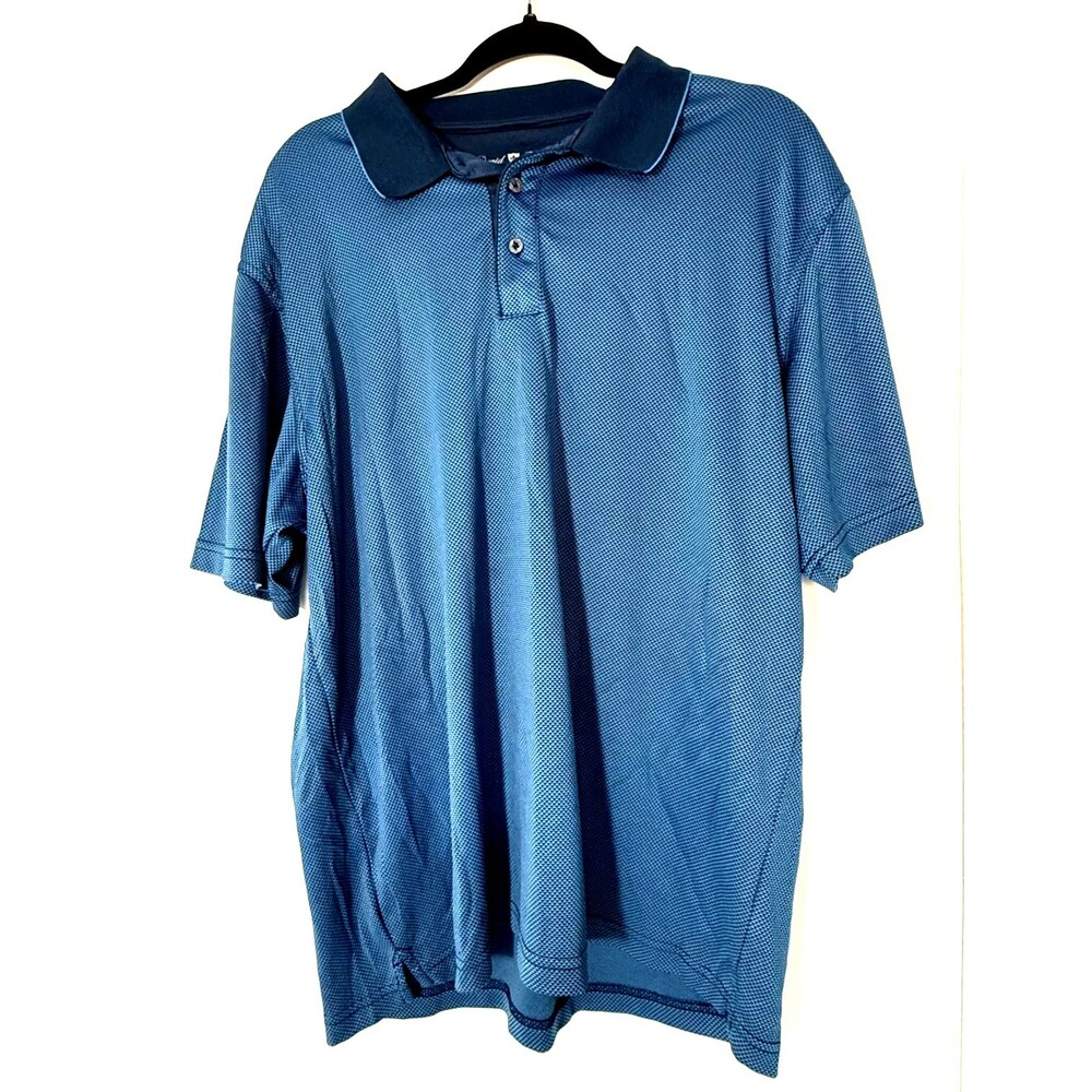 Daniel Taylor Collection Polo Shirt Mens Large Blue Textured Short Sleeve Casual